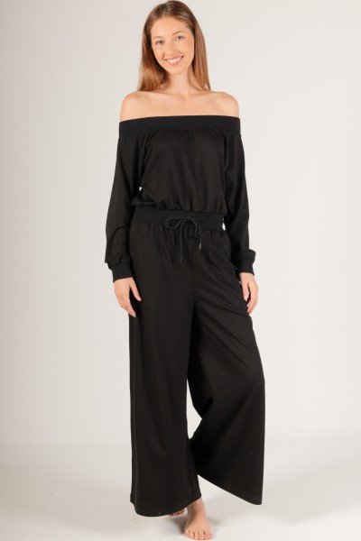 SMJP90058<br/>Sunday Morning French Terry Off Shoulder Jumpsuit