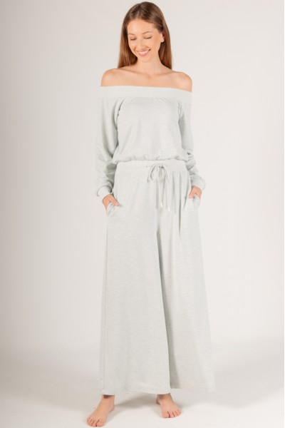 SMJP90058<br/>Sunday Morning French Terry Off Shoulder Jumpsuit