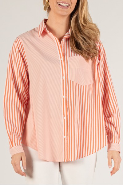 T10637<br/>Contrast Stripe Button Up Shirt