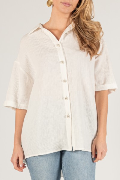 T10672<br/>Gauze Oversized Button Up Tunic w/ Novelty Buttons